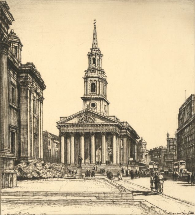 Henry George Rushbury (1889-1968) - 1944 Etching, St Martin in the Fields