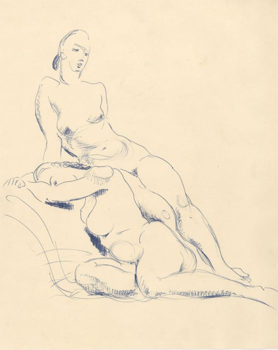 Georg Mayer-Marton - Mid 20th Century Pen and Ink Drawing, Two Female Nudes