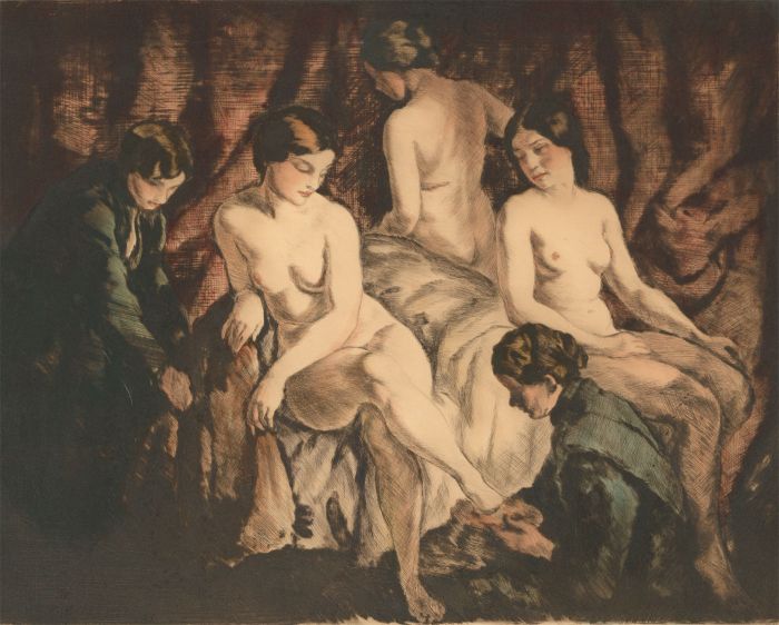 Istvan  Prihoda (1891-1965) and Bela Grunwald (1867-1940) -  Drypoint, La Spalat