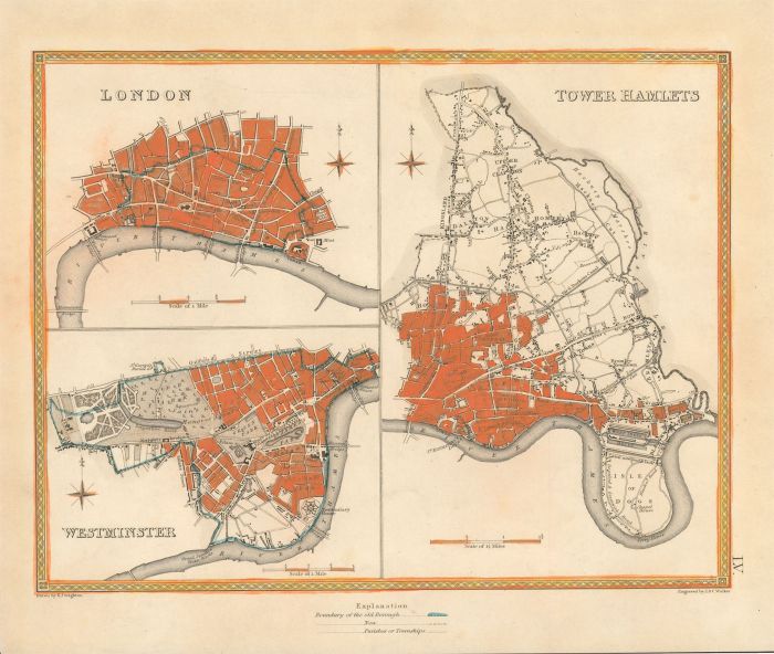 J & C Walker after R. Creighton - 20th Century Lithograph, London Boroughs Map