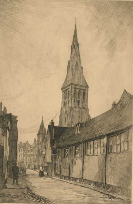 Victor Ward - Early 20th Century Etching, Street Scene