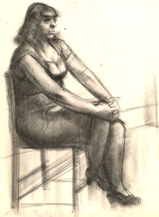 Peter Collins ARCA - A Pair of c.1970s Charcoal Drawing, Portrait and Nude