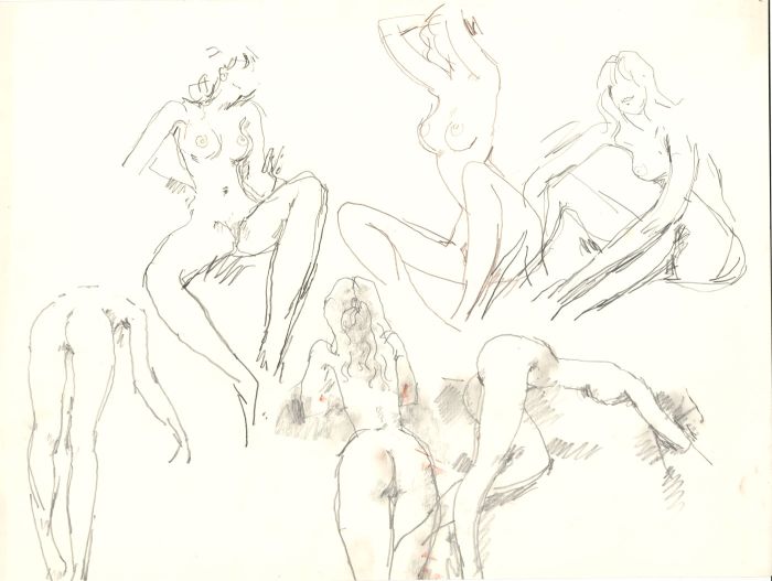 Peter Collins ARCA - A Set of 2 c.1970s Graphite Drawings, Studies of Nudes