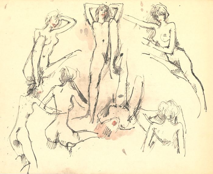 Peter Collins ARCA - A Pair of c.1970s Pen and Ink Drawings, Figurative Studies