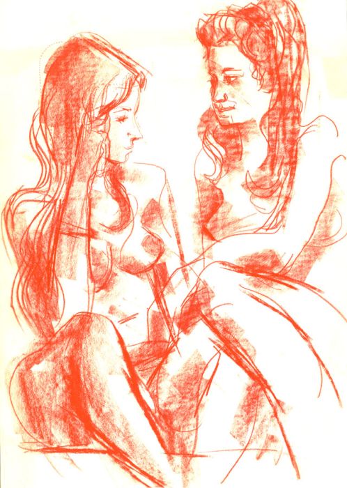 Peter Collins ARCA - A Pair of Large c.1970s Pastels, Nude Women