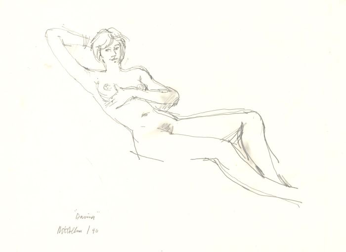 Peter Collins ARCA - A Set of 4 Signed 1990 Graphite Drawings, Nudes, 'Davina'