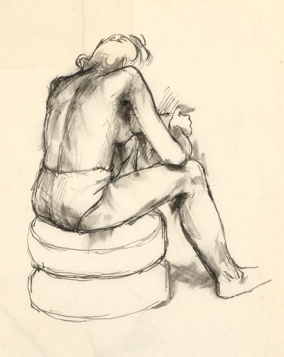 Peter Collins ARCA - A Set of 4 c.1970s Pen and Ink Drawings, Reclining Nudes