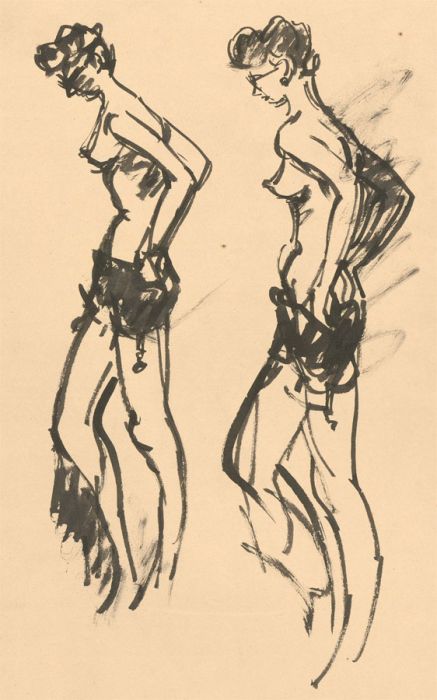 Peter Collins ARCA - A Set of 3 c.1970s India Inks, Ladies Undressing