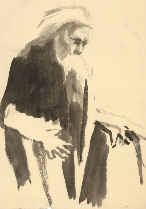 Barbara Dorf - Pair of Mid 20th Century India Ink, Portraits