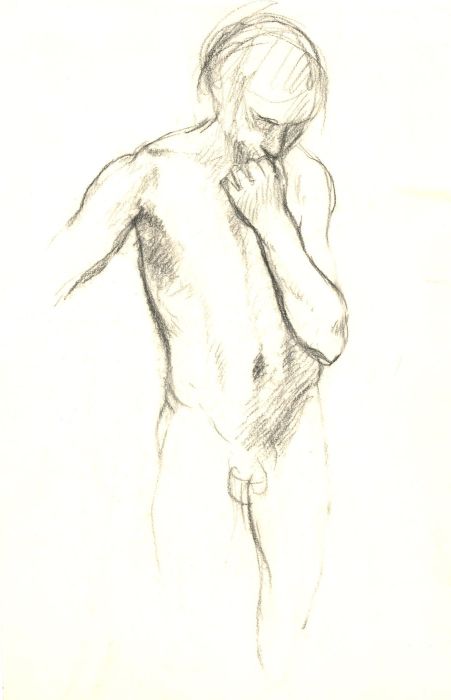 Barbara Dorf - Pair of Mid 20th Century Charcoal Drawing, Male Nude Studies