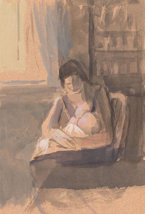 Barbara Dorf - Mid 20th Century Watercolour, Mother and Baby