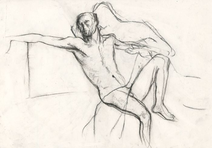 Barbara Dorf - Pair of Mid 20th Century Charcoal Drawing, Male Nude Studies