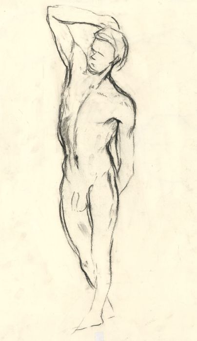 Barbara Dorf - Set of Three Mid 20th Century Charcoal Drawing, Male Nude Studies