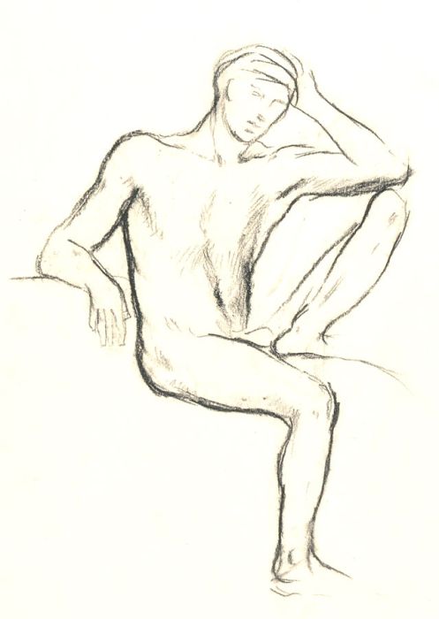 Barbara Dorf - Set of Four Mid 20th Century Charcoal Drawing, Male Nude Studies