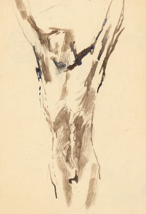 Barbara Dorf - Mid 20th Century Pen and Ink Drawing, Male Nude