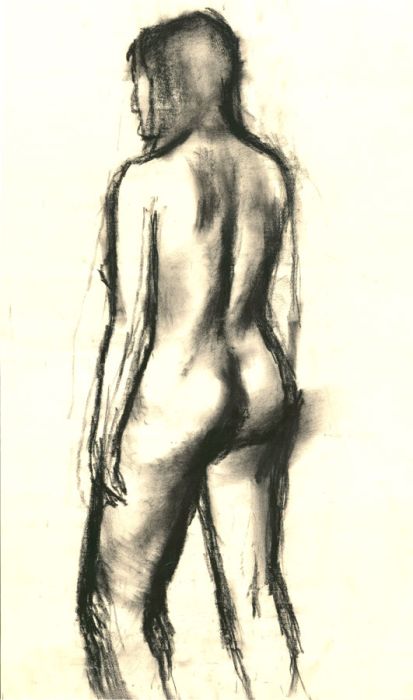 Barbara Dorf - Pair of Mid 20th Century Charcoal Drawing, Standing Nude Studies