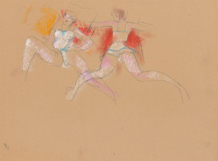 Peter Collins ARCA - Expressionist c.1970s Pastel, Studies of a Female Nude