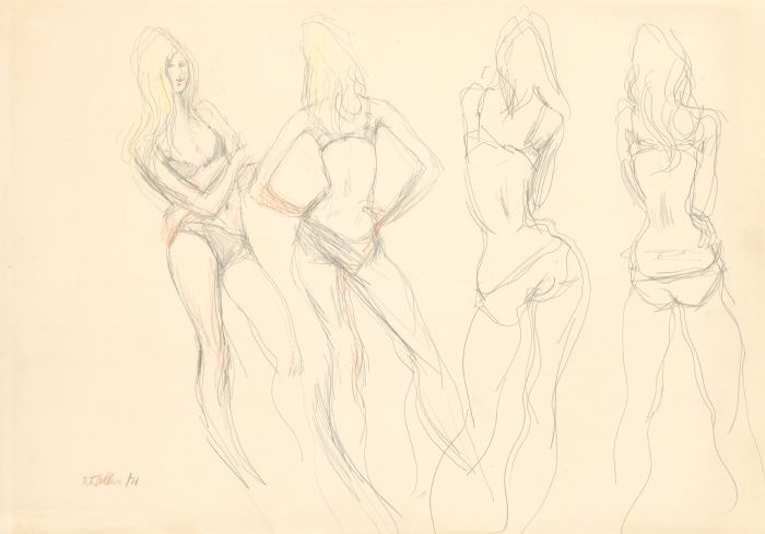 Peter Collins ARCA - Signed and Dated 1971 Graphite Drawing, Study of a Model