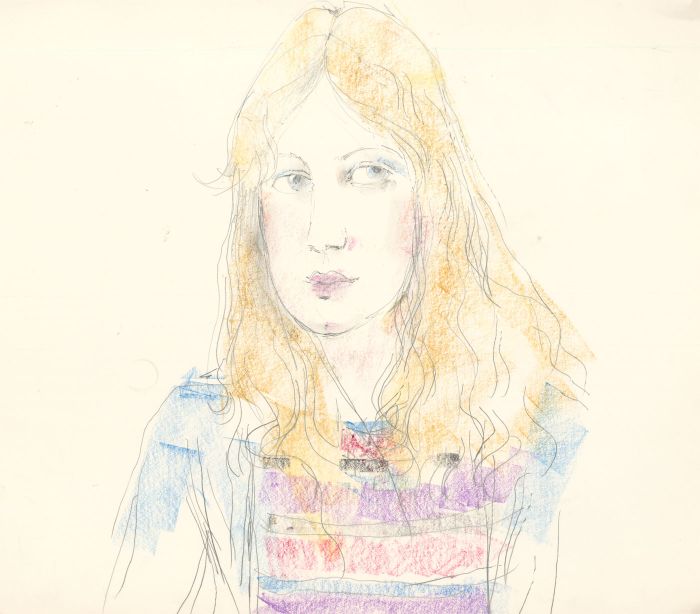 Peter Collins ARCA - c.1970s Crayon, Portrait of a Girl