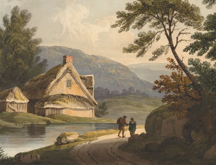 Robert Lewis Taylor - Fine Mid 19th Century Watercolour, River Cottage Scene