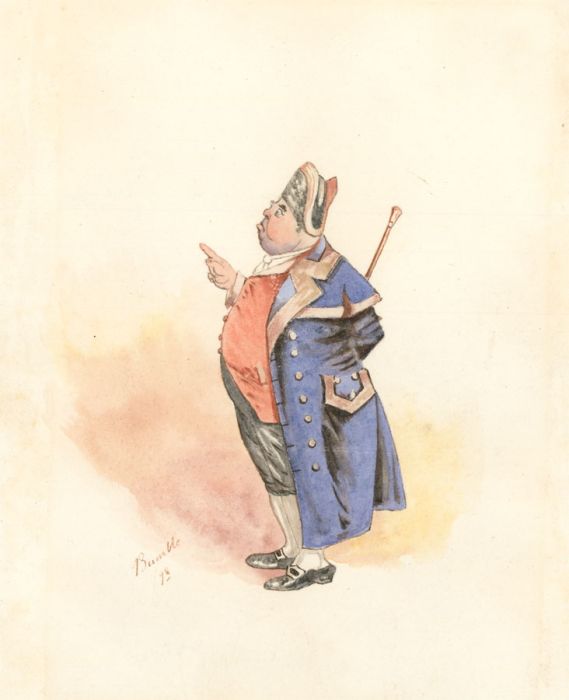 Alma - Fine 1898 Watercolour, Bumble, Oliver Twist