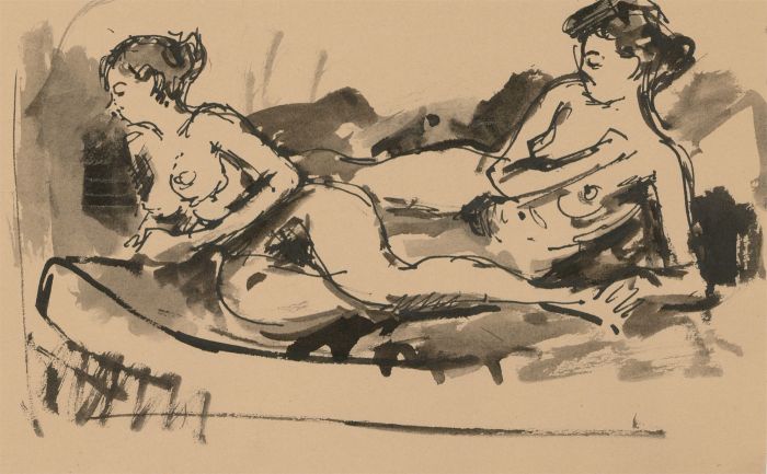 Peter Collins ARCA - Set of 14 c.1970s India Ink Studies of Nude Models