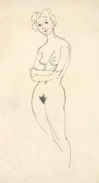 Peter Collins ARCA - Set of 4 c.1970s Pen and Ink Full Length Nude Portraits