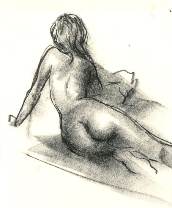 Peter Collins ARCA - Set of 8 c.1970s Charcoal Studies of Reclining Nudes