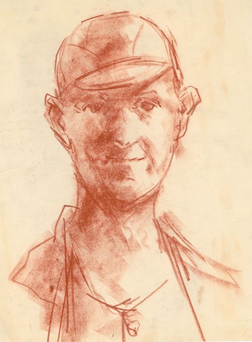 Peter Collins ARCA - c.1970s Sanguine, Portrait of a Serviceman