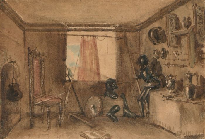 19th Century Watercolour - Interior with Armour