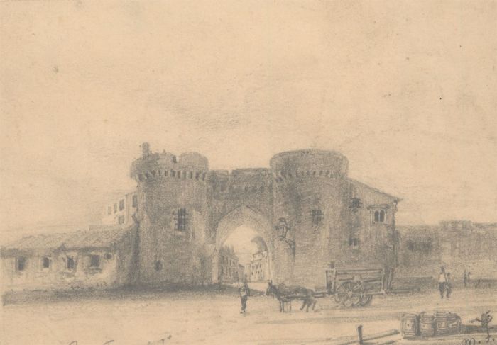 M.F. - French School 19th Century Graphite Drawing, Porte Saint Jacques, Cognac
