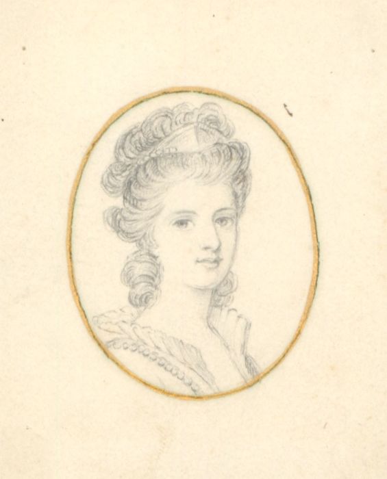 Pair of 19th Century Graphite Miniature Drawings - Portraits of Ladies