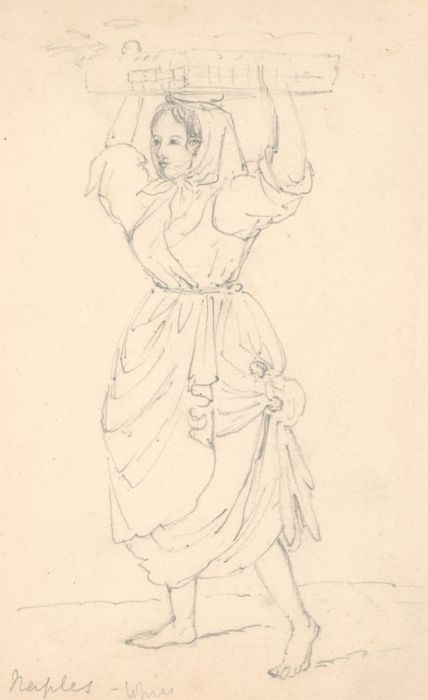 Pair of 19th Century Graphite Drawings - Studies of Neapolitan Women