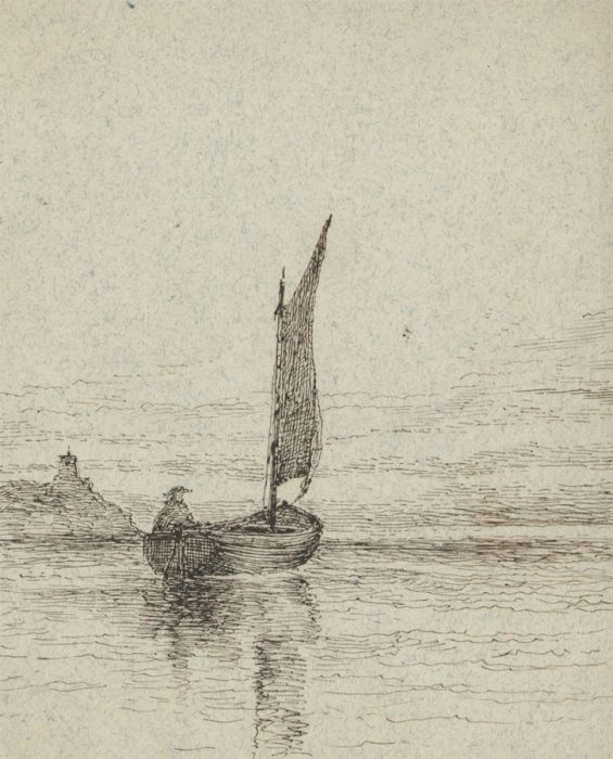 Pair of 19th Century Pen and Ink Drawings - Dutch Landscapes