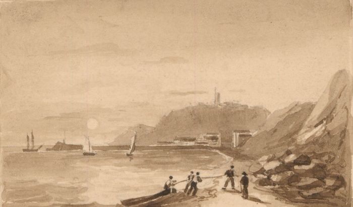 Set of Three 19th Century Watercolours - Miniature Sepia Landscapes