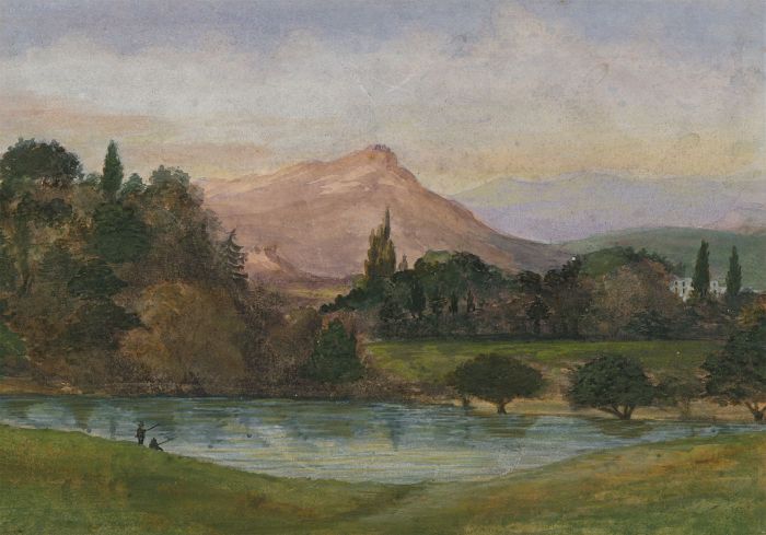 English School 19th Century Watercolour - Fishing in the Highlands
