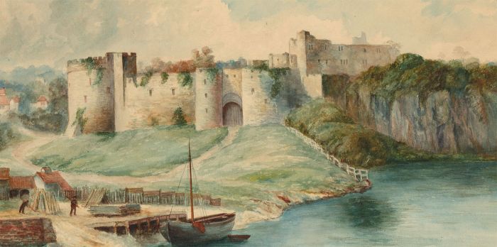 English School  19th Century Watercolour - View of a Castle on a River