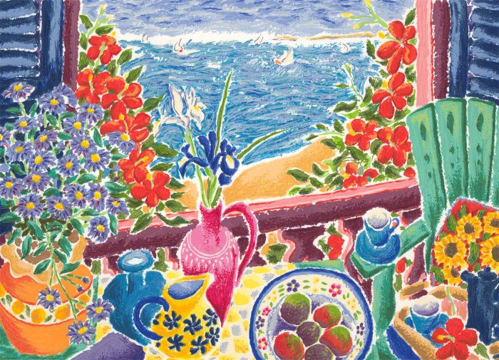 Catlin Whiting - Artist's Proof Contemporary Serigraph, Balcony View at Malabar