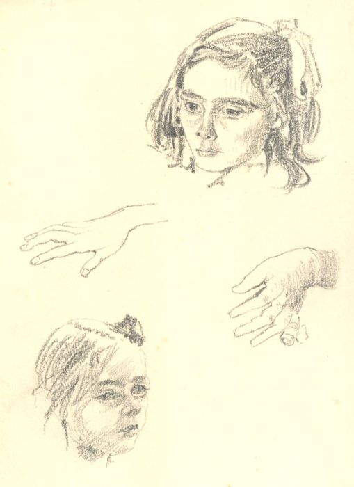 William Robert Hay - Early 20th Century Graphite Drawing, Studies of a Girl