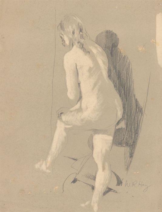 William Robert Hay- Signed Early 20th Century Graphite Drawing, Nude with Leg Up