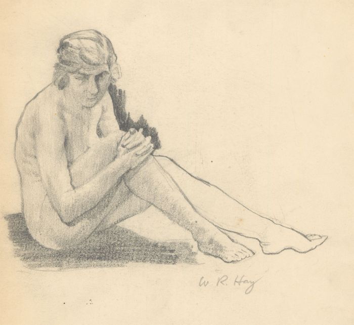 William Robert Hay - Signed Early 20th Century Graphite Drawing, Seated Nude