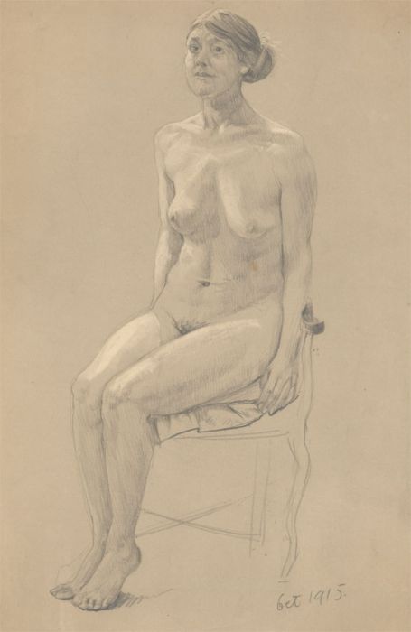 William Robert Hay - Early 20th Century Graphite Drawing, Seated Nude
