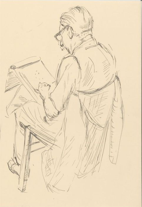 Ronald Birch - circa 1970s Graphite Drawing, Portrait of an Artist