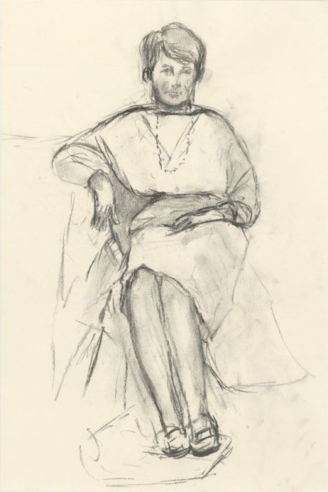 Ronald Birch - circa 1970s Graphite Drawing, Seated Woman