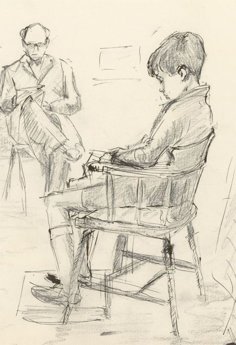 Ronald Birch - Set of Four circa 1970s Pen and Ink Drawings, Portrait Studies