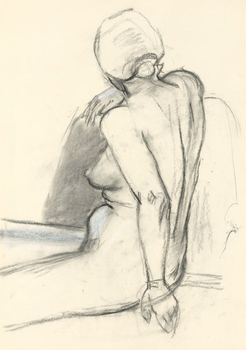 Ronald Birch - Set of Three circa 1970s Charcoal Drawings, Female Nudes