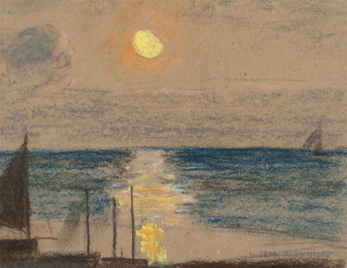 Jean Dryden Alexander (1911-1994) - Set of Three Pastels, Sunset Seascapes