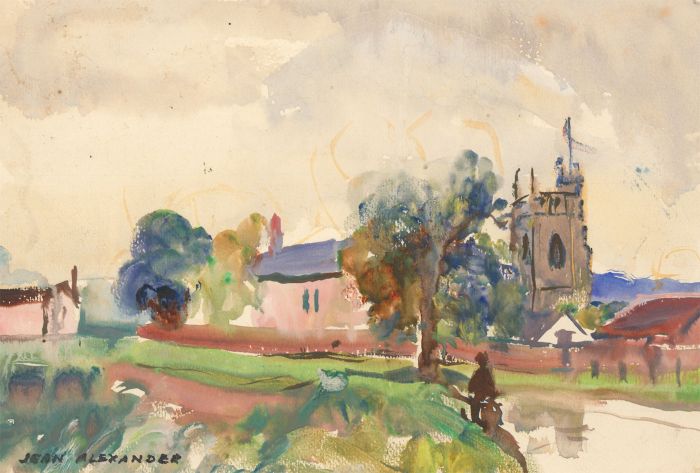 Jean Dryden Alexander (1911-1994) - Mid 20th Century Gouache, Stratford St. Mary
