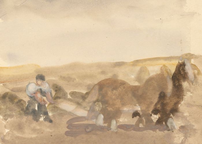Jean Dryden Alexander (1911-1994) - Mid 20th Century Gouache, Ploughing
