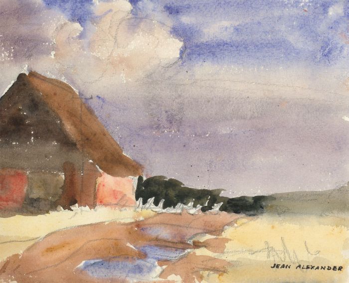 Jean Dryden Alexander (1911-1994) - Watercolour, Building in a Landscape